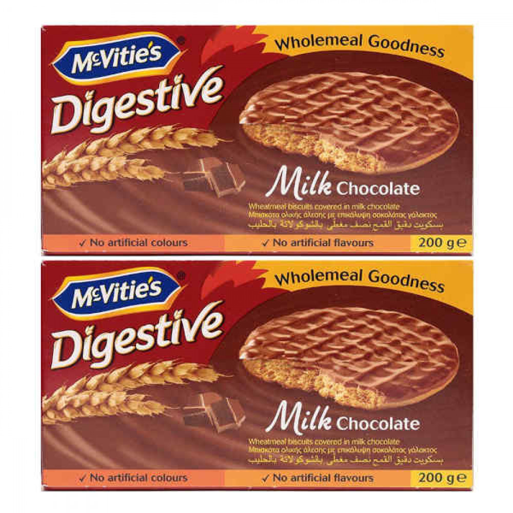 Mcvities Digestive Biscuits Milk Chocolate 2 x 200gm  Mcvities Digestive Biscuits Milk Chocolate 2 x 200gm