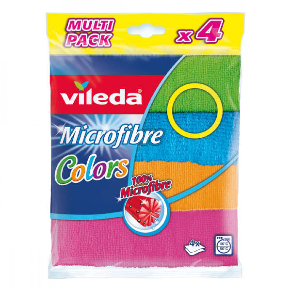 Vileda Microfiber Cloth Colors 4 Pcs Set  Vileda Microfiber Cloth Colors 4 Pcs Set