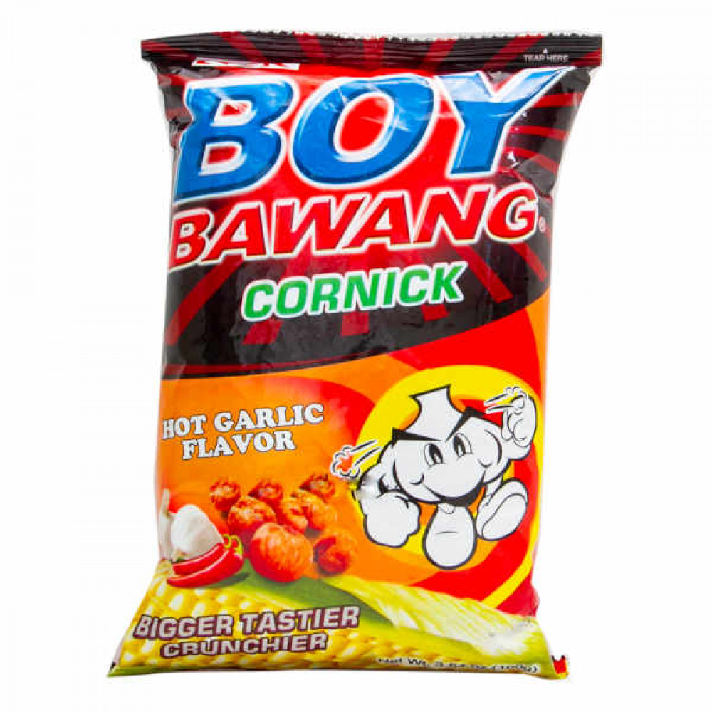 Boy Bawang Cronick Corn Snacks Hot Garlic 100gm  Boy Bawang Cronick Corn Snacks Hot Garlic 100gm