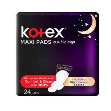KOTEX MAXI PADS NIGHT + WINGS 24S 