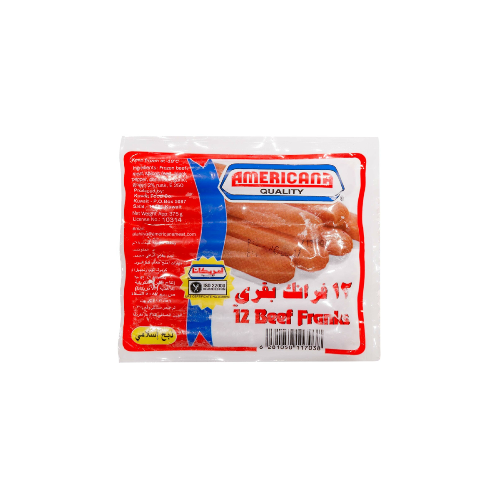 AMERICANA BEEF FRANKS 375GM