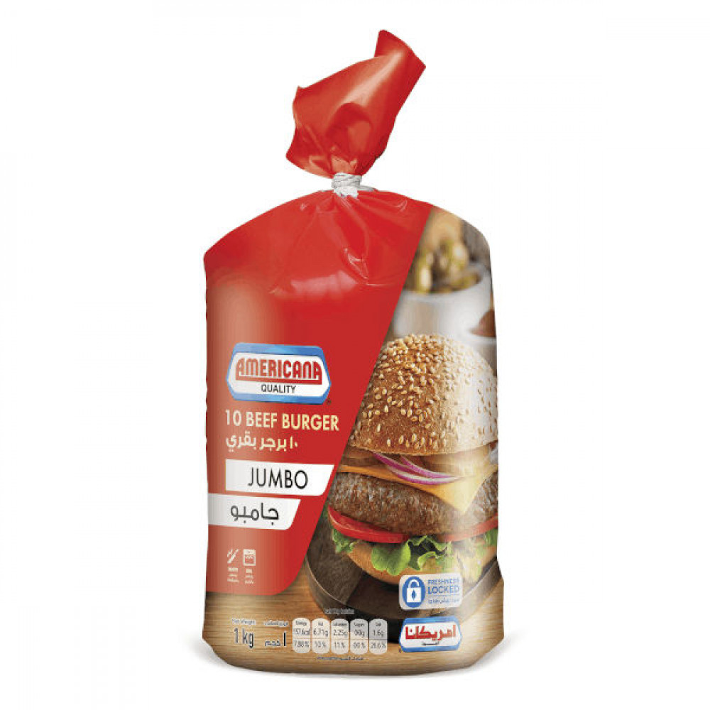 Americana 10 Beef Burger Jumbo 1Kg  Americana 10 Beef Burger Jumbo 1Kg