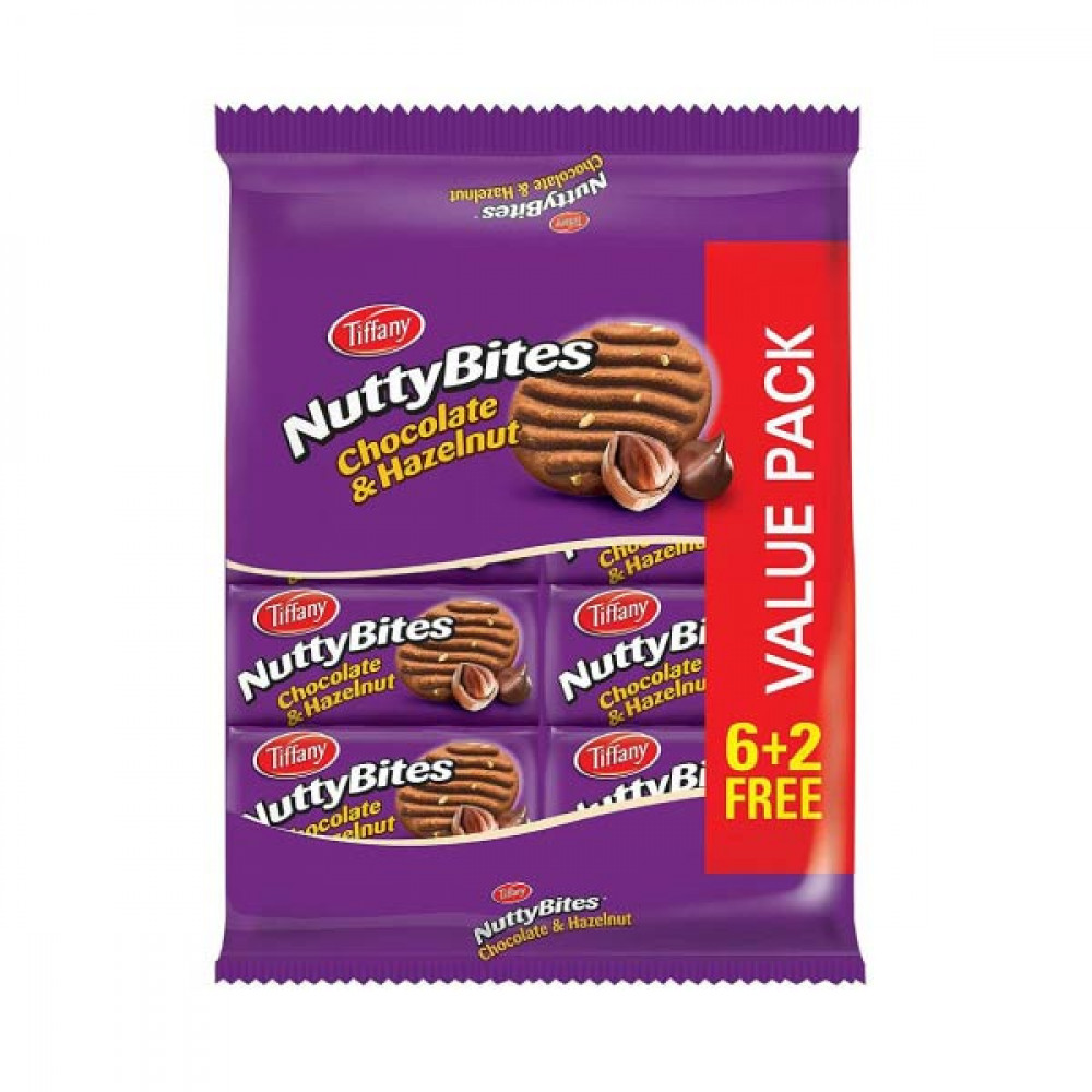 Tiffany Nuttybites Cookies Chocolate &; Hazelnut 8 x 81gm  Tiffany Nuttybites Cookies Chocolate &; Hazelnut 8 x 81gm