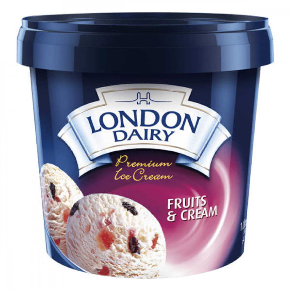 London Dairy Ice Cream Fruit & Cream 1Ltr  London Dairy Ice Cream Fruit & Cream 1Ltr