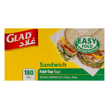 GLAD SANDWICH FOLD-TOP BAGS 180'S 