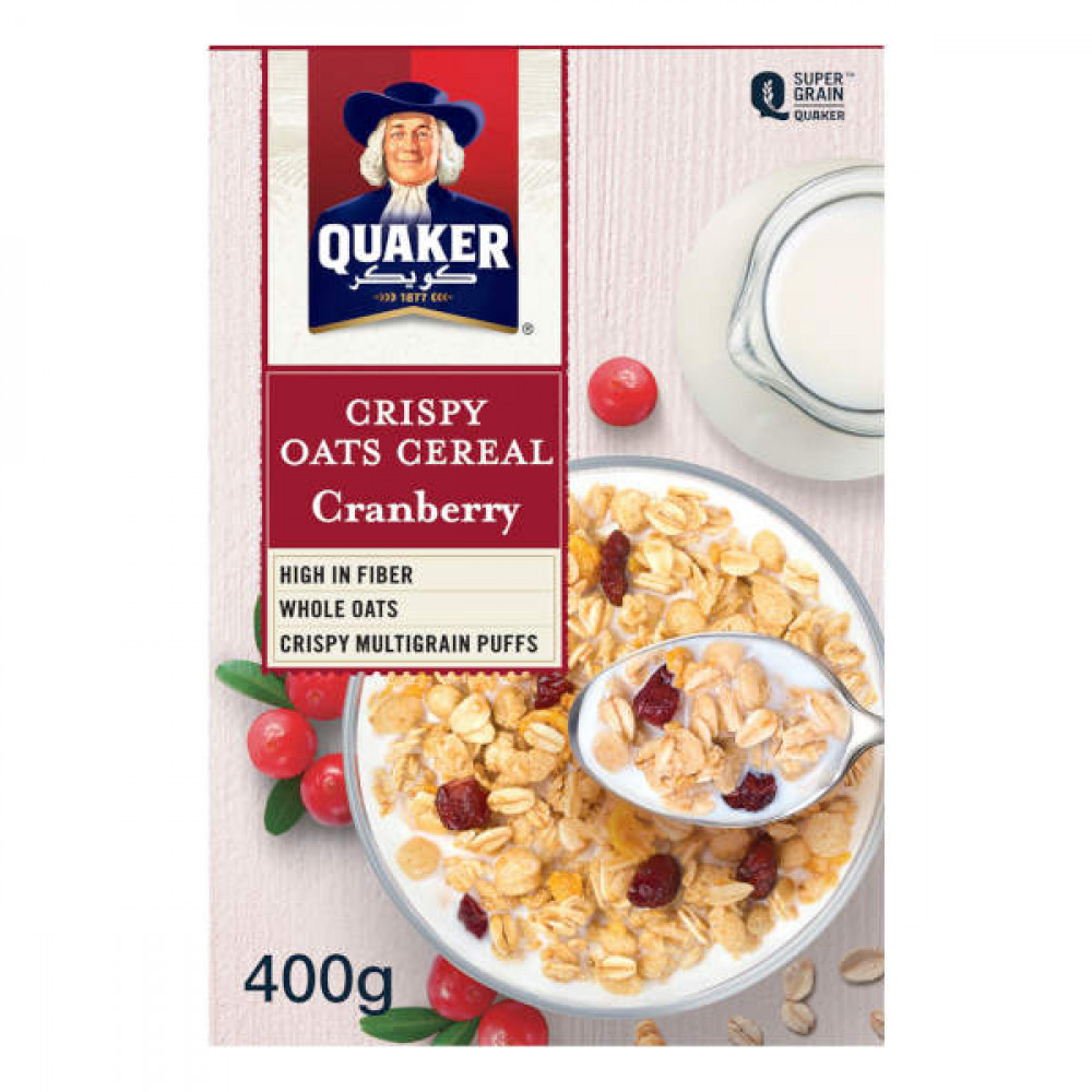 Quaker Crispy Oats Cereal Cranberry 400gm  Quaker Crispy Oats Cereal Cranberry 400gm