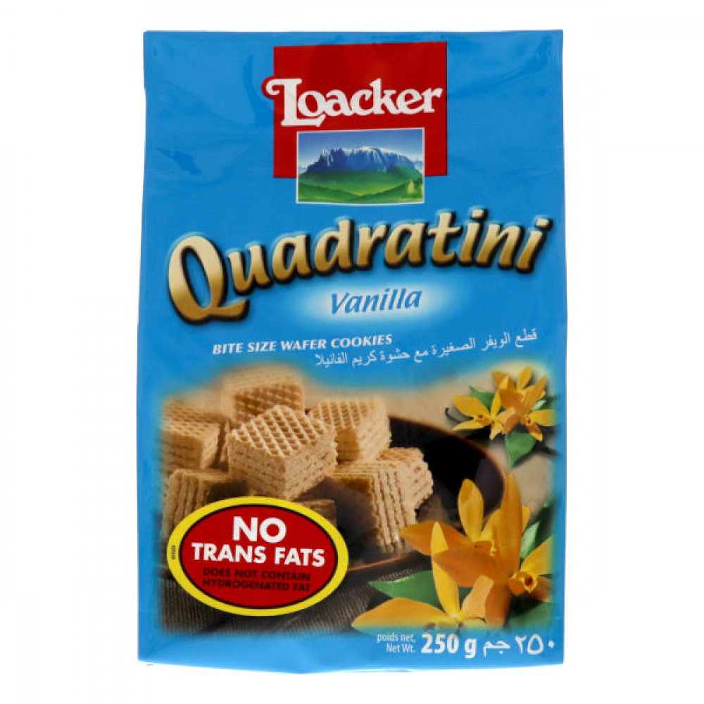 Loacker Quardatrini Vanilla Wafer Bites 250gm  Loacker Quardatrini Vanilla Wafer Bites 250gm