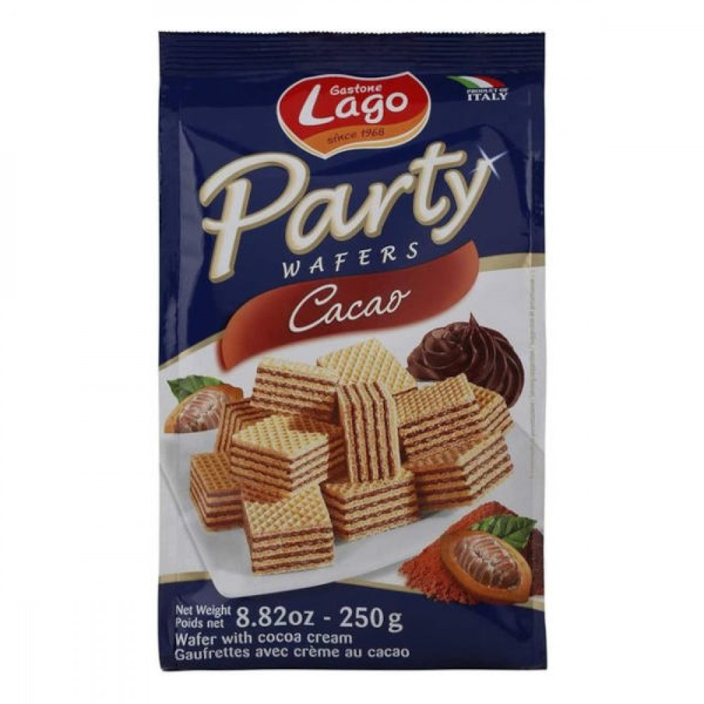 Lago Party Wafers Cacao 250gm  Lago Party Wafers Cacao 250gm