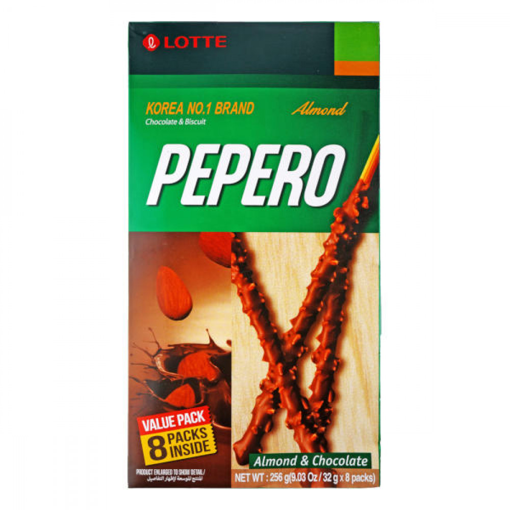 Lotte Pepero Breadstick Almond & Chocolate 256gm  Lotte Pepero Breadstick Almond & Chocolate 256gm
