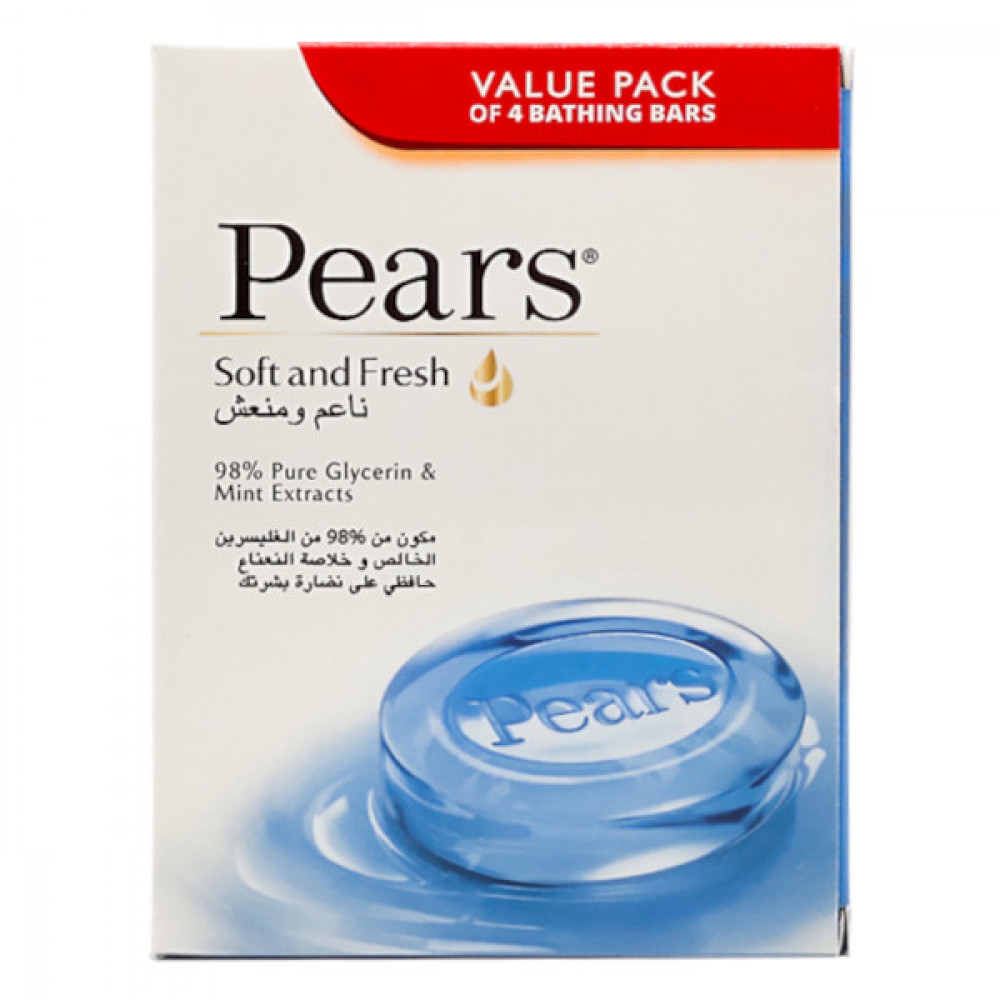 Pears Soap Soft and Fresh 4 x 125gm  Pears Soap Soft and Fresh 4 x 125gm