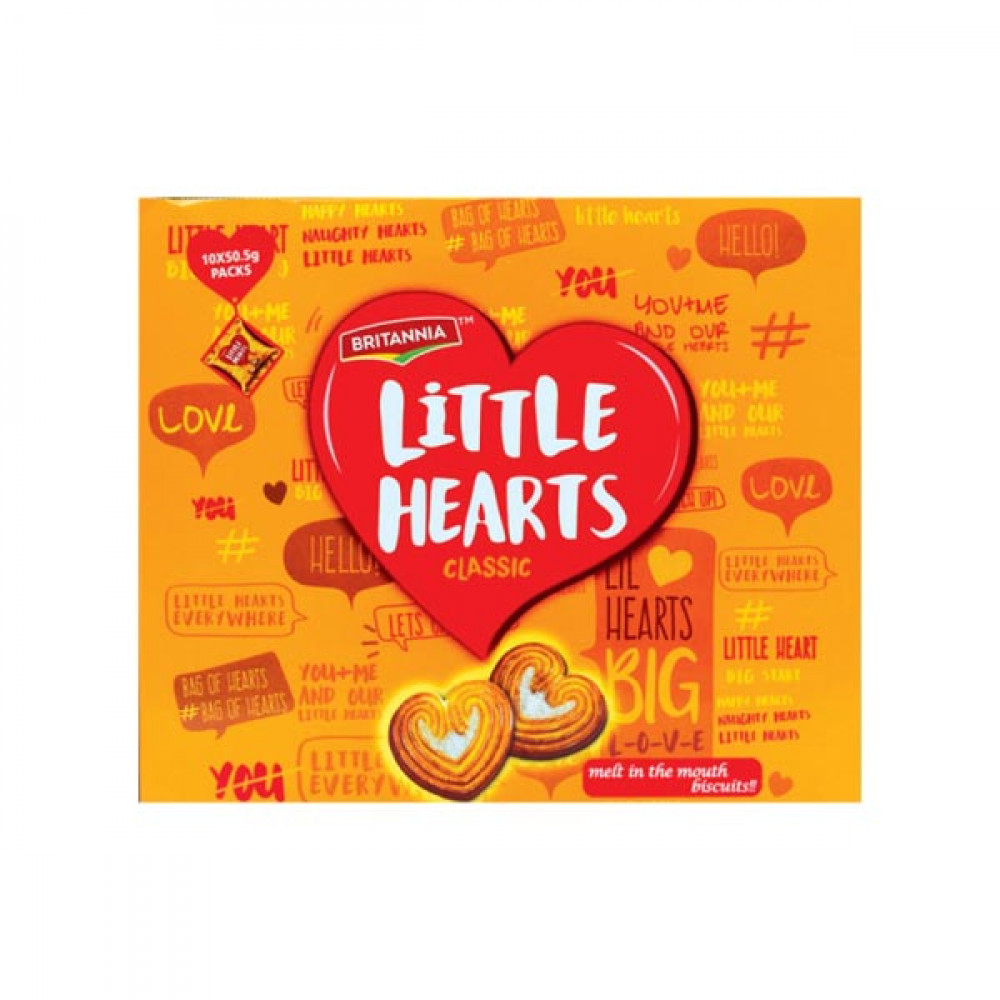 Britannia Little Hearts Biscuits 10 x 50.5gm  Britannia Little Hearts Biscuits 10 x 50.5gm