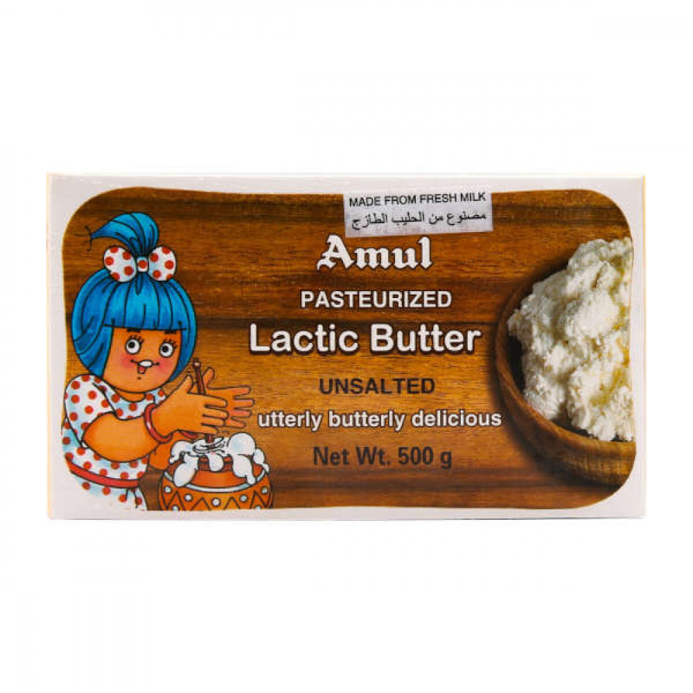 Amul Unsalted Lactic Butter 500gm  Amul Unsalted Lactic Butter 500gm