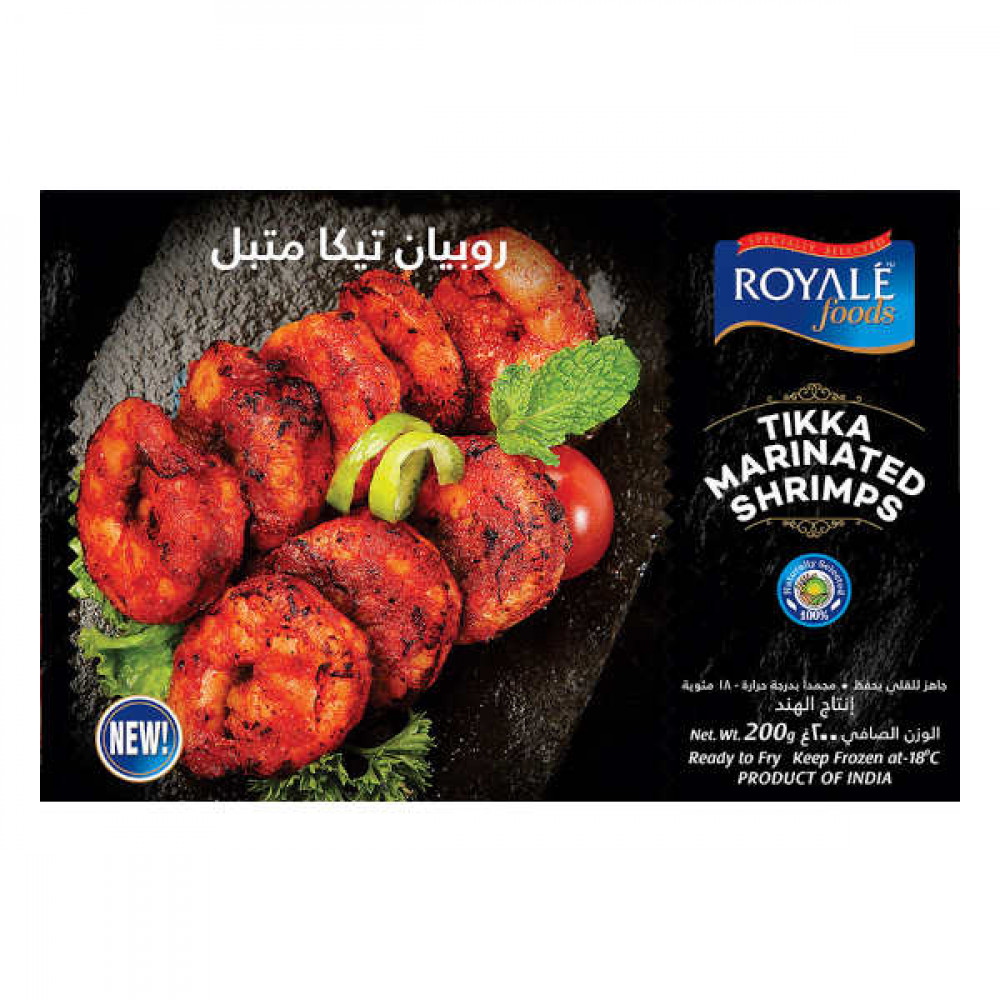 Royale Foods Frozen Tikka Marinated Shrimps 200gm  Royale Foods Frozen Tikka Marinated Shrimps 200gm